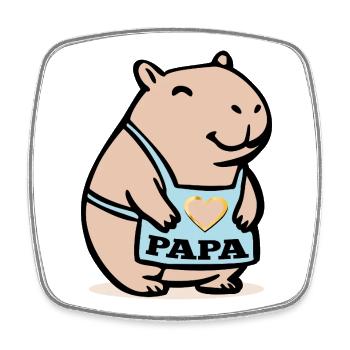 Capybara Papa Capybaras - Square fridge magnet - white - Front