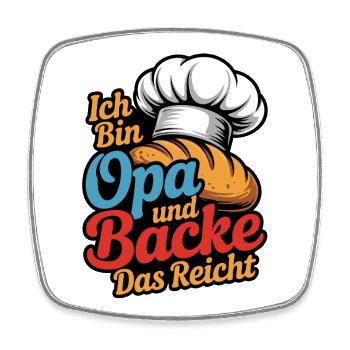 Ich bin Opa und Backe Küchenchef Humor - Viereckiger Kühlschrankmagnet - Weiß - Vorne