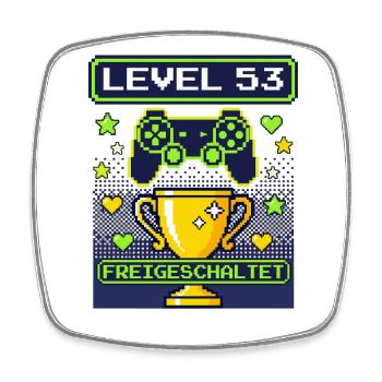 1973 Level 53 Unlocked Gamer Birthday Vintage - Square fridge magnet - white - Front
