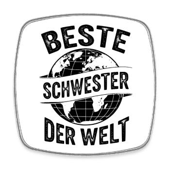 Beste Schwester der Welt Geschenk  - Viereckiger Kühlschrankmagnet - Weiß - Vorne
