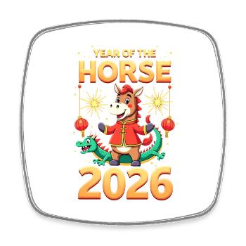 Chinese New Year Of The Horse 2026 - Square fridge magnet - white - Front