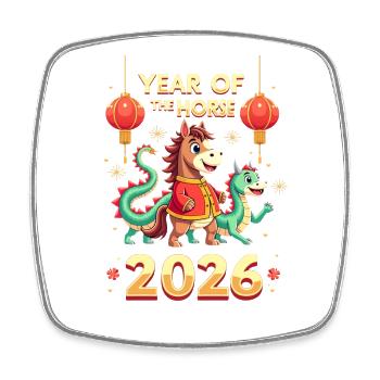 Chinese New Year Of The Horse 2026 - Square fridge magnet - white - Front
