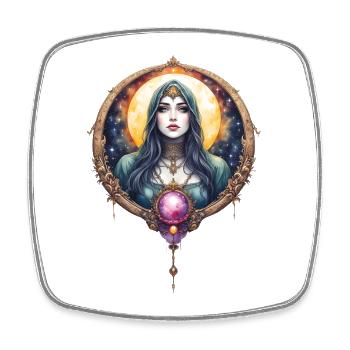 Mystical Lunar Queen with Gem - Square fridge magnet - white - Front
