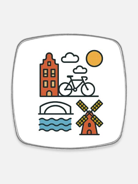 My City Amsterdam - Square fridge magnet - white