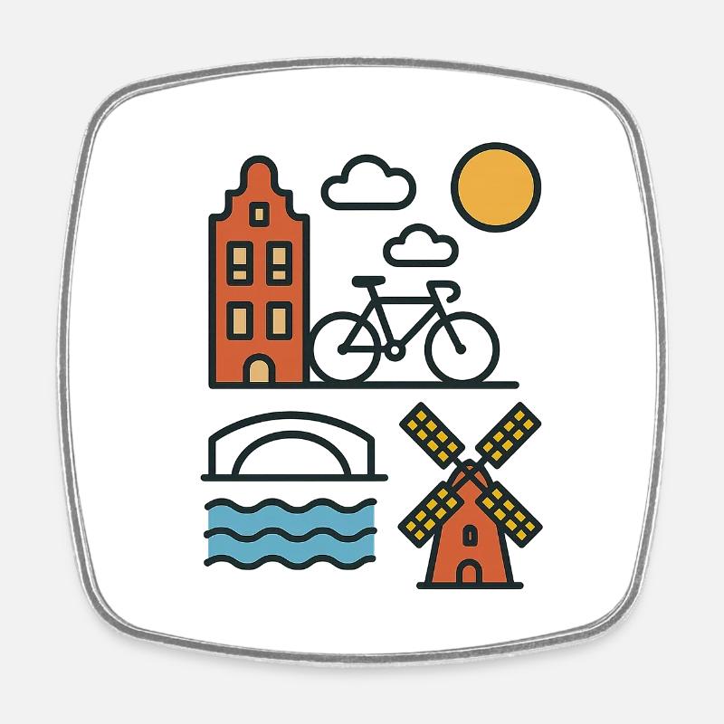 My City Amsterdam - Square fridge magnet - white