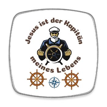 Jesus is the captain of my life - Christian - Square fridge magnet - white - Front