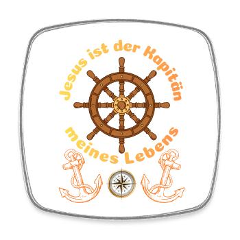 Jesus ist der Kapitän meines Lebens - christlich - Viereckiger Kühlschrankmagnet - Weiß - Vorne