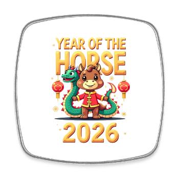 Chinese New Year Of The Horse 2026 - Square fridge magnet - white - Front