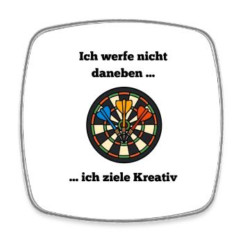 Dartboard Farbkreis mit Darts - Viereckiger Kühlschrankmagnet - Weiß - Vorne
