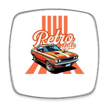 Retro-Auto und Vintage-Flair - Viereckiger Kühlschrankmagnet - Weiß - Vorne