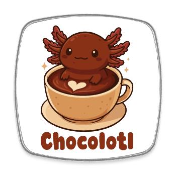 Chocolotl sweet axolotl in pun with hot - Square fridge magnet - white - Front