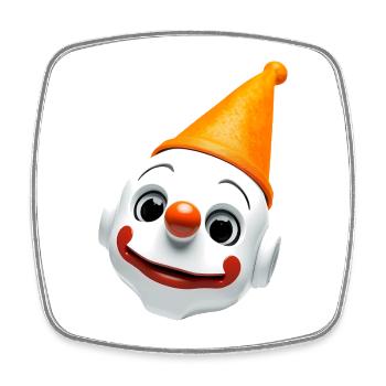 Clownengesicht mit Orangenhut - Viereckiger Kühlschrankmagnet - Weiß - Vorne