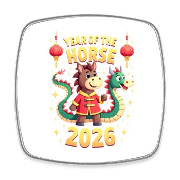 Chinese New Year Of The Horse 2026 - Square fridge magnet - white - Front