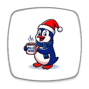 Cozy Pinguin - Viereckiger Kühlschrankmagnet - Weiß - Vorne