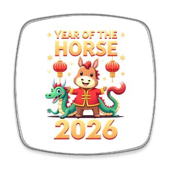 Chinese New Year Of The Horse 2026 - Square fridge magnet - white - Front