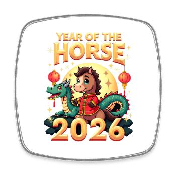 Chinese New Year Of The Horse 2026 - Square fridge magnet - white - Front