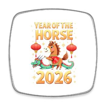 Chinese New Year Of The Horse 2026 - Square fridge magnet - white - Front