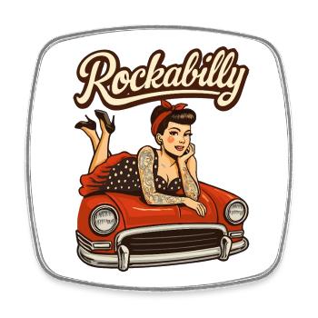 Cadeau de tatouage pour voitures vintage rockabilly - Magnet carré - blanc - Devant