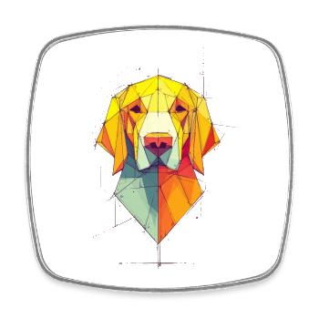 Geometric Dog Portrait - Square fridge magnet - white - Front