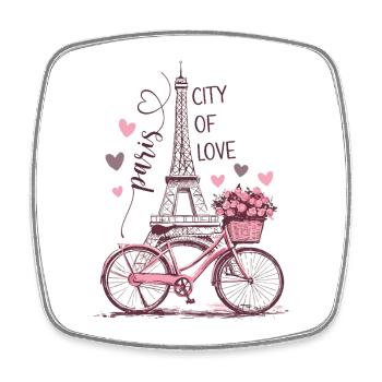 Paris Eiffelturm Fahrrad Herzen Blumen Frankreich - Viereckiger Kühlschrankmagnet - Weiß - Vorne