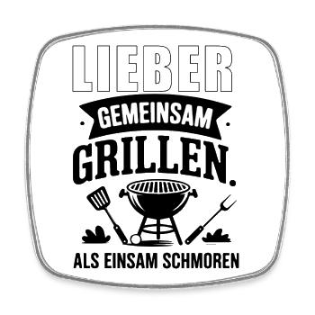 Gemeinsam Grillen - Viereckiger Kühlschrankmagnet - Weiß - Vorne