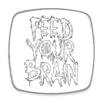 Nourrissez votre cerveau – Grunge Typography Design - Magnet carré - blanc - Devant