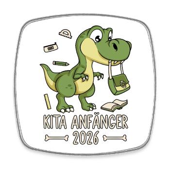 Kita Anfänger 2026 Dinosaurier - Viereckiger Kühlschrankmagnet - Weiß - Vorne