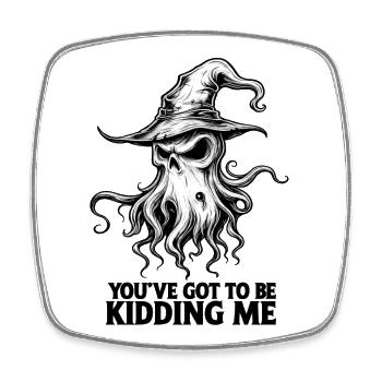 Witchy Ghost Octopus – Funny Spooky Halloween Art - Square fridge magnet - white - Front