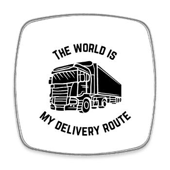 Die Welt ist meine Lieferroute | Trucking-Merch - Viereckiger Kühlschrankmagnet - Weiß - Vorne