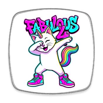 Fabulous 4 Dabbing Caticorn - Viereckiger Kühlschrankmagnet - Weiß - Vorne