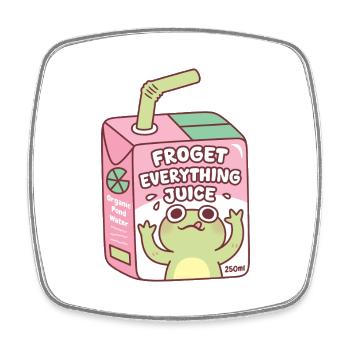 Lustige Frosch-Frosch-Alles-Saftbox - Viereckiger Kühlschrankmagnet - Weiß - Vorne