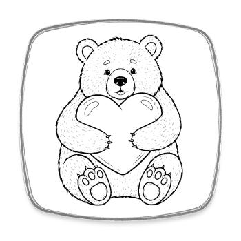 Teddybär mit Herz – kuschelige Liebe - Viereckiger Kühlschrankmagnet - Weiß - Vorne