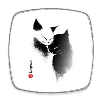 Katzenliebe - Viereckiger Kühlschrankmagnet - Weiß - Vorne