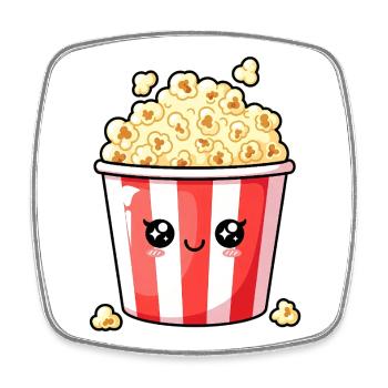 Kawaii Popcorn Bucket - Square fridge magnet - white - Front