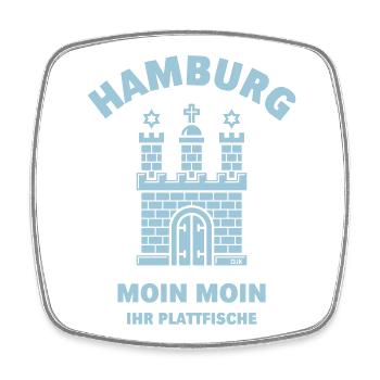 Hamburg – Moin Moin Ihr Plattfische Plattdeutsch S - Viereckiger Kühlschrankmagnet - Weiß - Vorne
