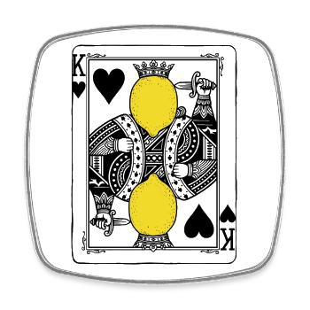 Heart King Lemon - Cadeau de cartes à jouer limonade - Magnet carré - blanc - Devant