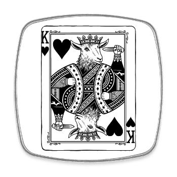Chèvre Roi Cœur - Cadeau de cartes à jouer de chèvre domestique - Magnet carré - blanc - Devant