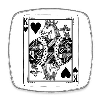 Herz König Pferd - Reiten Spielkarte Geschenk - Viereckiger Kühlschrankmagnet - Weiß - Vorne