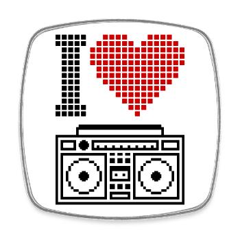I Love Ghettoblaster – 80er Old School Musik - Viereckiger Kühlschrankmagnet - Weiß - Vorne