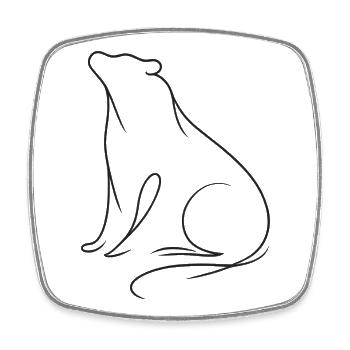 Silent Bear Silhouette in Minimal Flowing Lines II - Square fridge magnet - white - Front