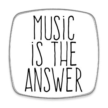 Musik ist die Antwort – Handgeschriebenes minimalistisches Schwarz - Viereckiger Kühlschrankmagnet - Weiß - Vorne