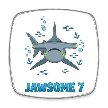 Jawsome 7 Hammerhead Shark Birthday - Square fridge magnet - white - Front