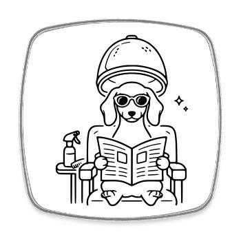 Hund Dackel beim Frisör Minimalistisch Line Art - Viereckiger Kühlschrankmagnet - Weiß - Vorne