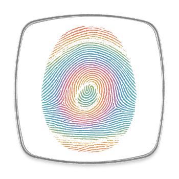 Colorful fingerprint spiral - Square fridge magnet - white - Front