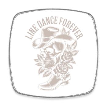 Line Dance Skull with Hat Roses - Square fridge magnet - white - Front