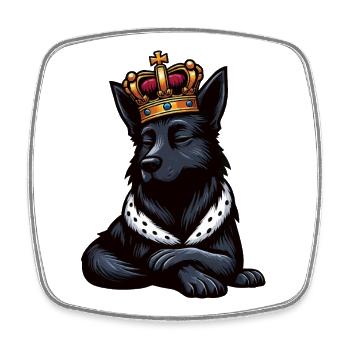 Schwarzer Schäferhund Schäferhundbesitzer  - Viereckiger Kühlschrankmagnet - Weiß - Vorne