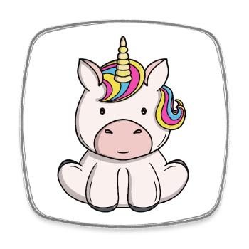 Niedliche magische Einhorn-Kawaii-Regenbogenpony-Zeichentrickserie - Viereckiger Kühlschrankmagnet - Weiß - Vorne