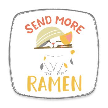 Send More Ramen Cute Kawaii Cat Noodle Art - Viereckiger Kühlschrankmagnet - Weiß - Vorne