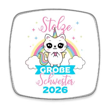 Stolze Große Schwester 2026 Schwangerschaft Katze - Viereckiger Kühlschrankmagnet - Weiß - Vorne