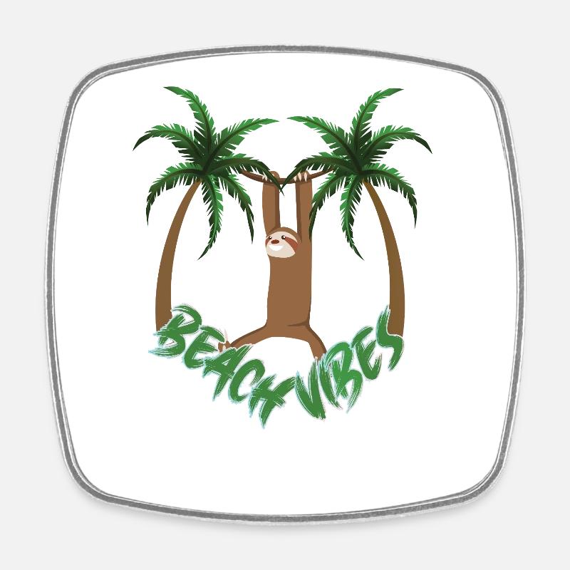 Beach Vibes Sloth - Square fridge magnet - white